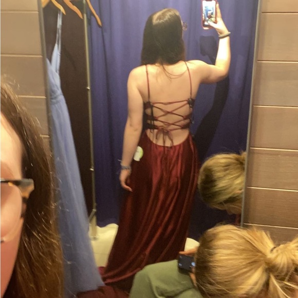red prom dress, open back - Picture 2 of 8